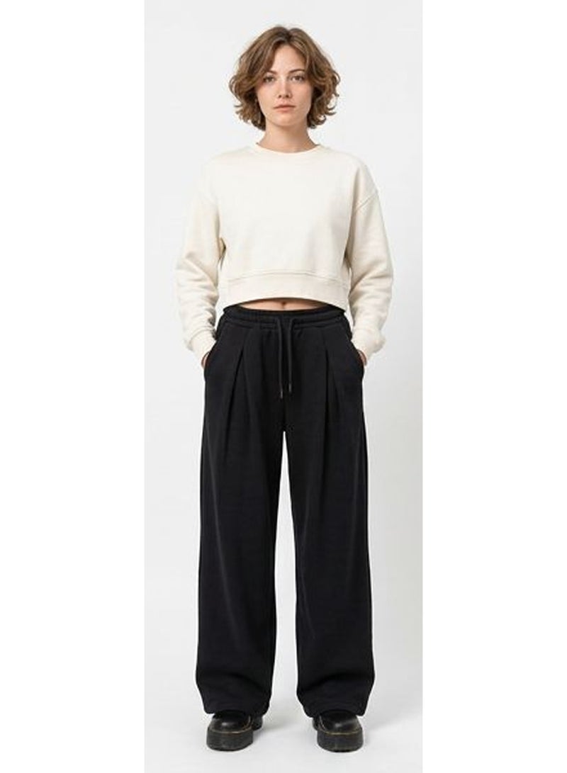 RAVIN Black Pleated Wide-Leg Fleece Sweatpants - Image 3