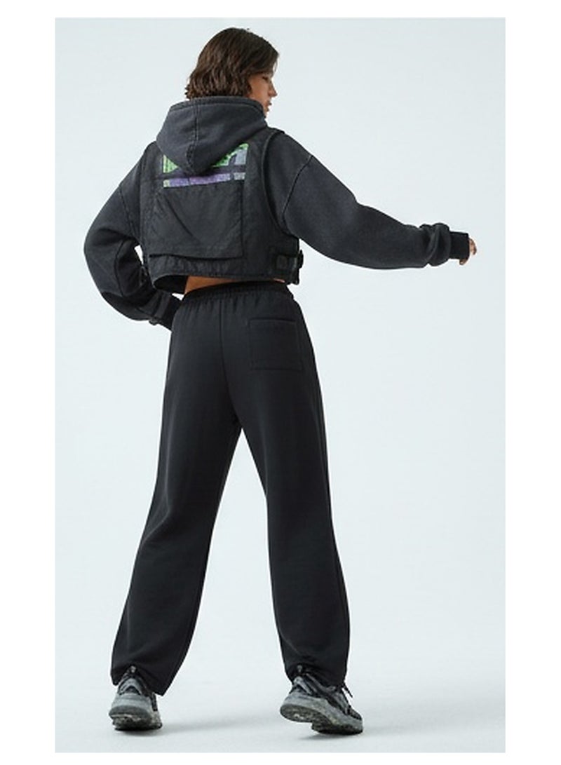 RAVIN Black Pleated Wide-Leg Fleece Sweatpants - Image 5