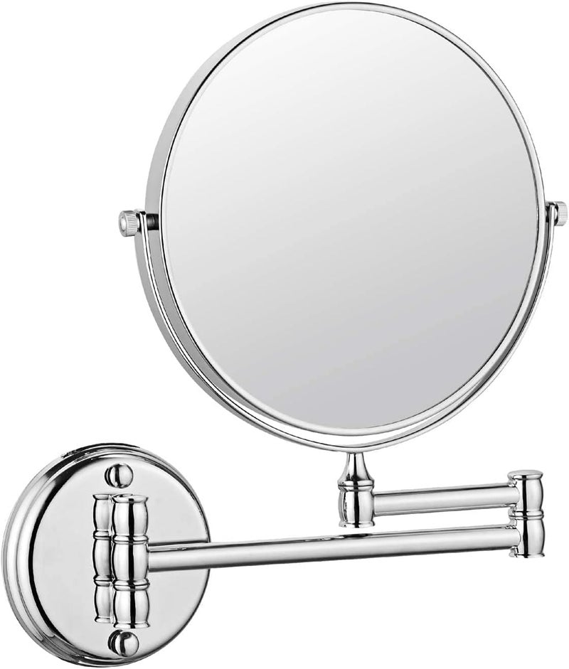 Double Sided Round Shaving Mirror, 360 Degree Folding Bathroom Mirror for Cosmetics, Shaving - Multicolor (Silver)