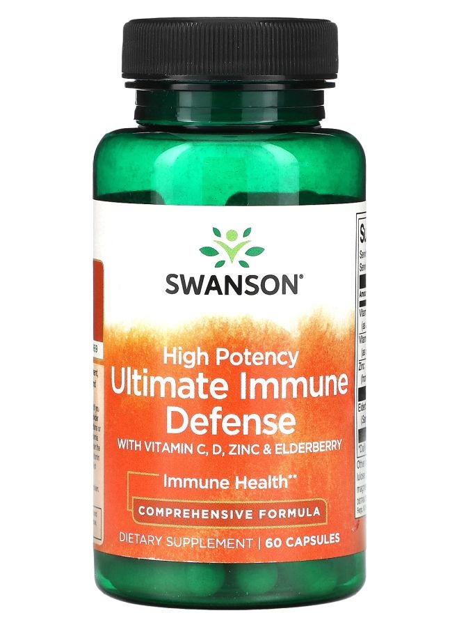 SWANSON High Potency Ultimate Immune Defense with C D Zinc & Elderberry 60 Capsules