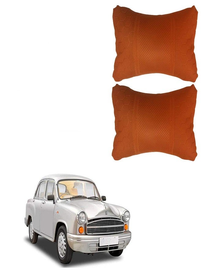 Adroitz Orange Universal Neck Rest Pillow Faux Leather Material in Football Design for All Car_375 - Image 1