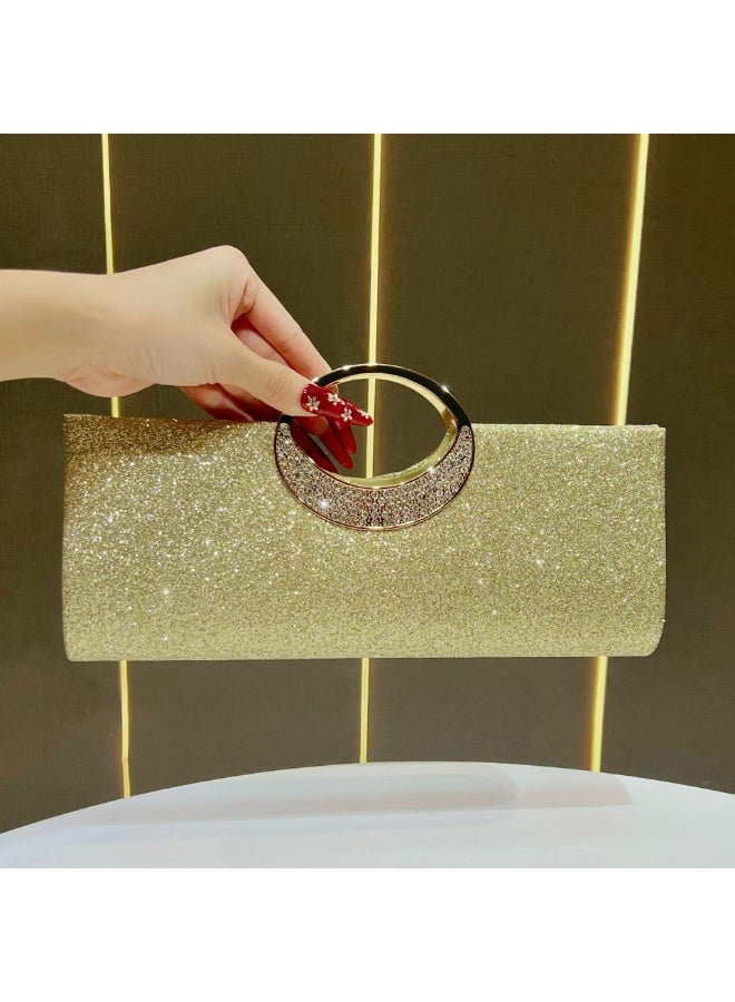 MAGNISHAN Women's Glitter Evening Clutch Bag with Rhinestone Handle and Chain Strap - Image 1
