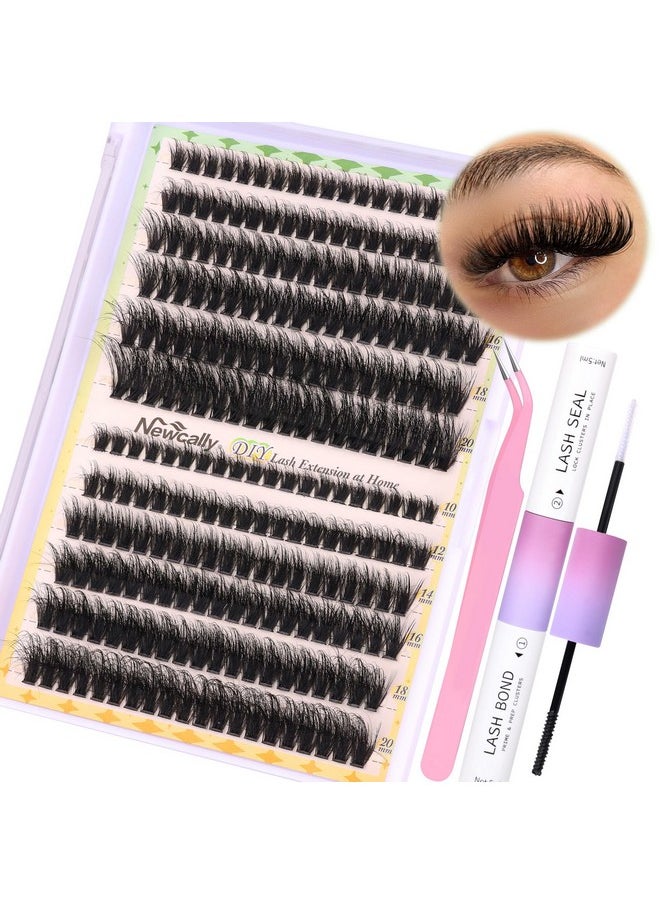 Newcally - Fluffy Lash Extensions Kit 240 Pcs Wispy Cluster Lashes 1020Mm Individual Eyelashes Cluster Eyelash Extensions With Lash Glue Bond And Seal Tweezers (70D+80D) By Newcally - Image 1