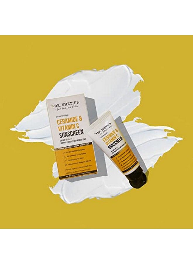 Dr. Sheth's Sunscreen Spf 50 With Ceramide & Vitamin C For Oily Sensitive Acne Prone Or Dry Skin Nongreasy Water Resistant  Zero White Cast Plus Uva Uvb Sun Protection 50G - Image 4