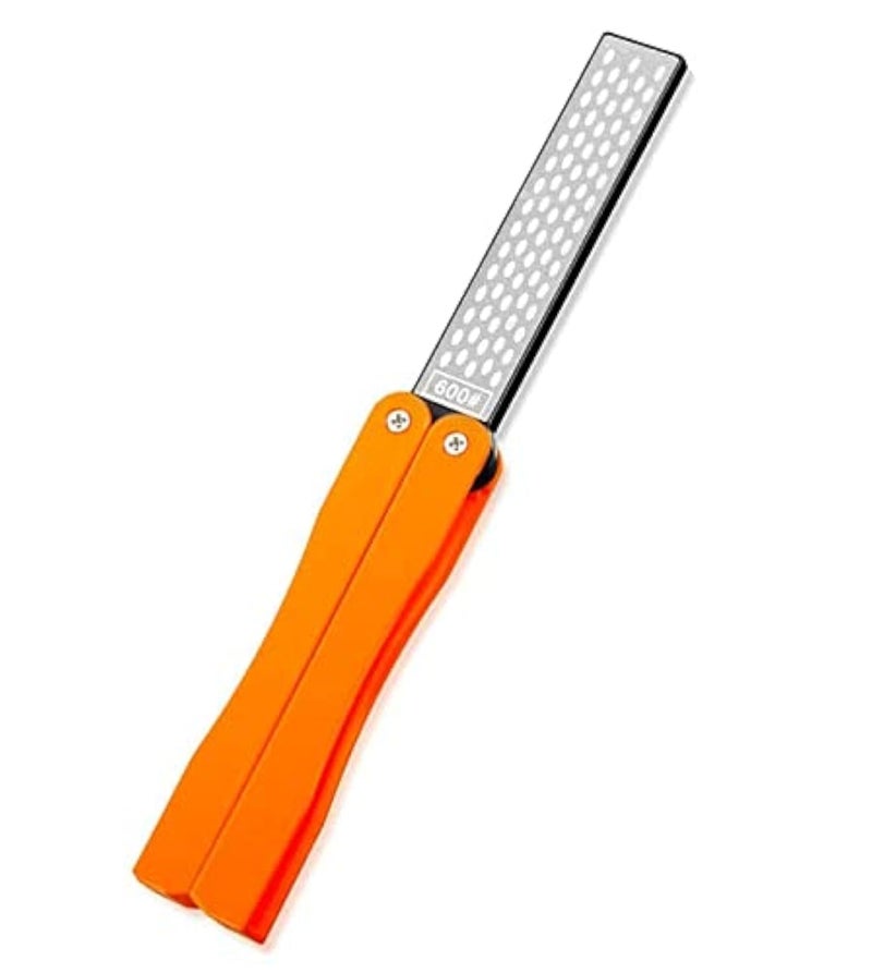 OSFTBVT Diamond Knife sharpener Pocket Sharpening Stone 400600 Double Sides Folding Portable Orange  1pcs