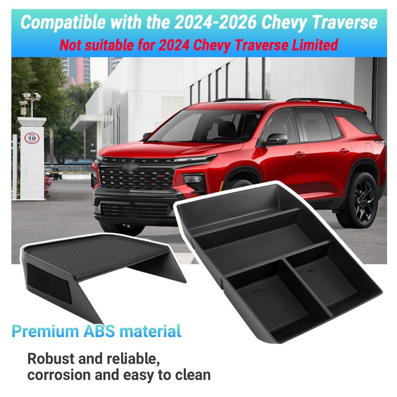 Sinminou Center Console Organizer Compatible with 2024-2026 Chevy Traverse Interior Accessories, Divider Compartment Tray and Center Console Bottom Storage Box; Not fit for 2024 Chevy Traverse Limited - Image 2