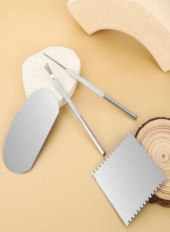 Styquenzer 4pcs Pottery Ribs Clay Sculpting Tools Serrated Rib Tool for Pottery Steel Pottery Tools Ceramic Detail Ceramics Mud Tools Clay Needle Wire Texture Tool for Sculpture Pottery Clay Modeling Carving - Image 3