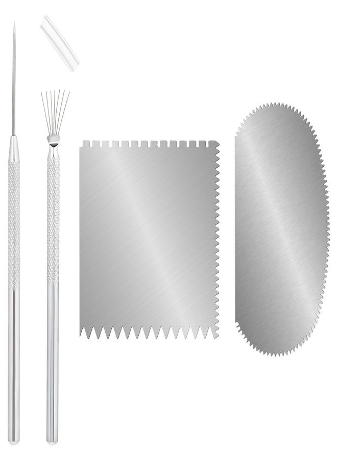 Styquenzer 4pcs Pottery Ribs Clay Sculpting Tools Serrated Rib Tool for Pottery Steel Pottery Tools Ceramic Detail Ceramics Mud Tools Clay Needle Wire Texture Tool for Sculpture Pottery Clay Modeling Carving - Image 1