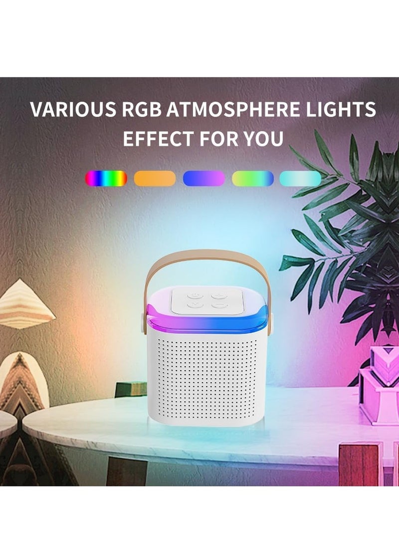 Portable Karaoke Machine with 2 Wireless Microphones – Mini Karaoke Speaker with LED Lights, Bluetooth, TF Card & AUX Input for Kids & Adults – Perfect for Birthday Parties, Singing & Fun (White)