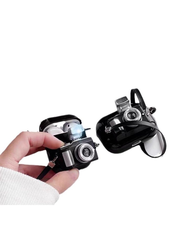 Generic - Hot Sale Suitable For Apple Airpods 4 Headphone Protective Case Pro2 Headphone Case 3 Creative 1 Stereo Camera-Color:Three-dimensional Black Camera Earphone Case-Applicable Models:Airpods 4 - Image 1