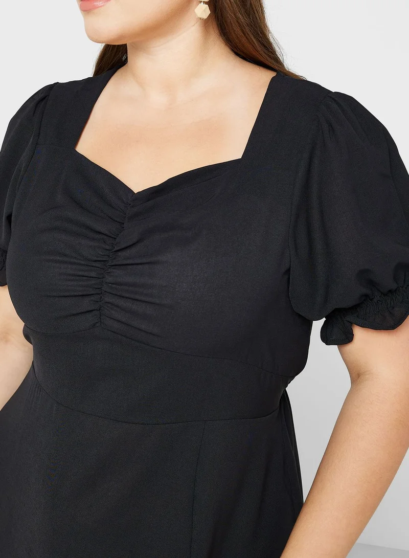 Ginger Plus Black Ruched Bodice Dress