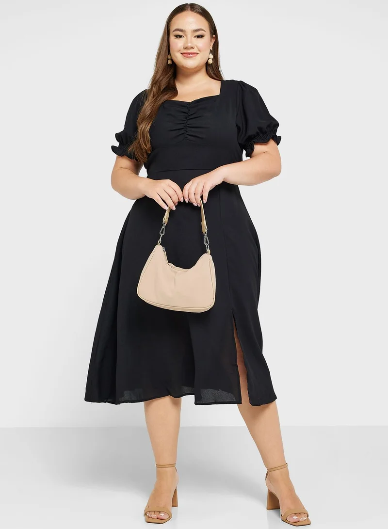 Ginger Plus Black Ruched Bodice Dress