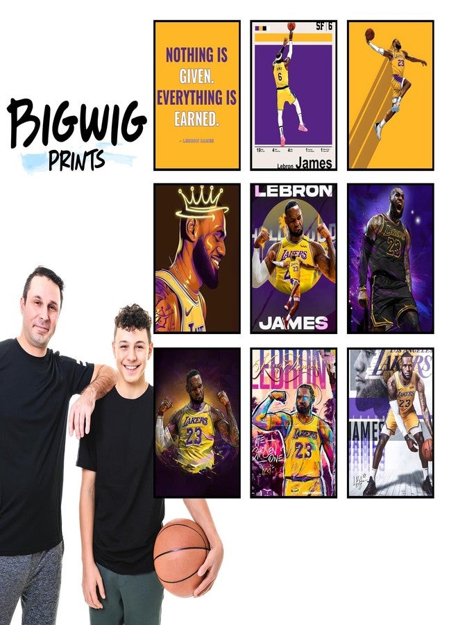 BigWig Prints مجموعة ملصقات ليبرون جيمس من BigWig Prints - ملصقات ليبرون للجدران، ديكور جدار غرفة نوم ليكرز، ديكور غرفة كرة السلة للأولاد، هدايا لمحبي ليكرز، أعمال فنية لكرة السلة - مجموعة غير مؤطرة من 9 ملصقات (8 × 10 بوصة) - Image 5