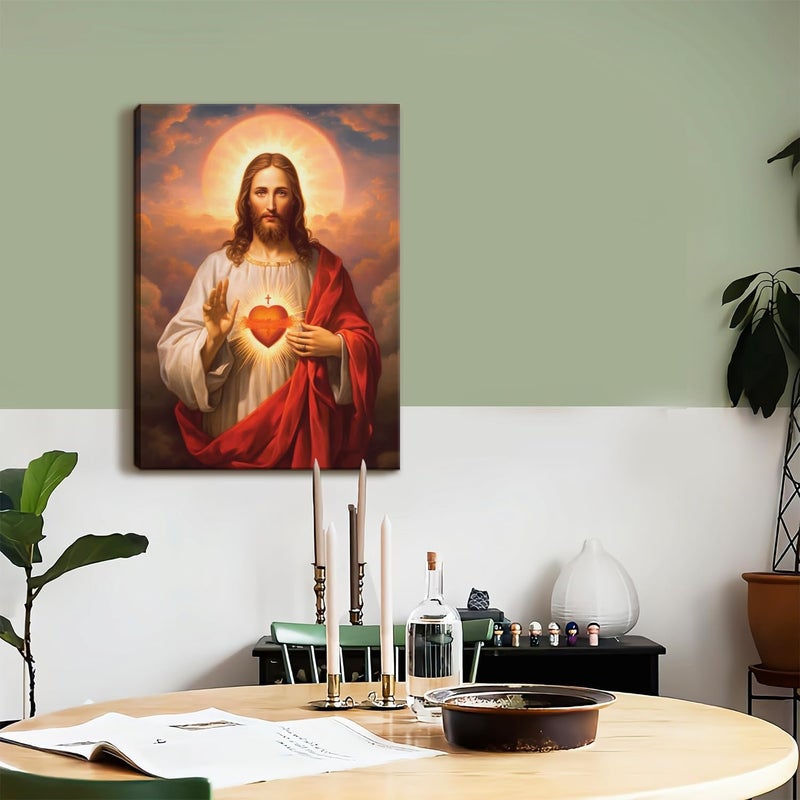 QGNBGBJ Framed Sacred Heart of Jesus Wall Art - Image 5