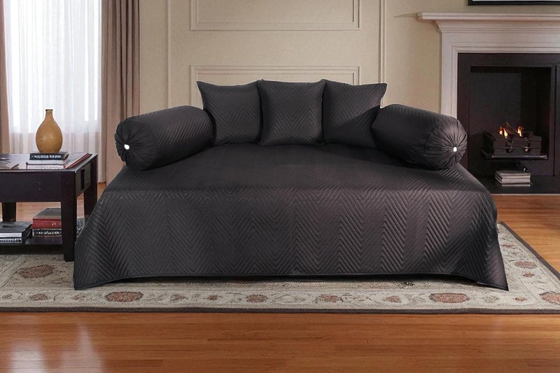 RD TREND® Ultrasonic Quilted 300TC | Glace Cotton Diwan Set Pillows 3 with Bolster 2, Bedsheet (152x228 cm), 2 Bolster Covers (40x78 cm), 3 Cushion Covers (40x40 cm). (Coffee) - Image 5