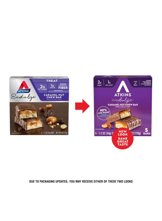 Atkins شريط حلوى الكراميل والمكسرات إندولج™ 5 قطع 1.2 أونصة (34 جرام) لكل منها - Image 1