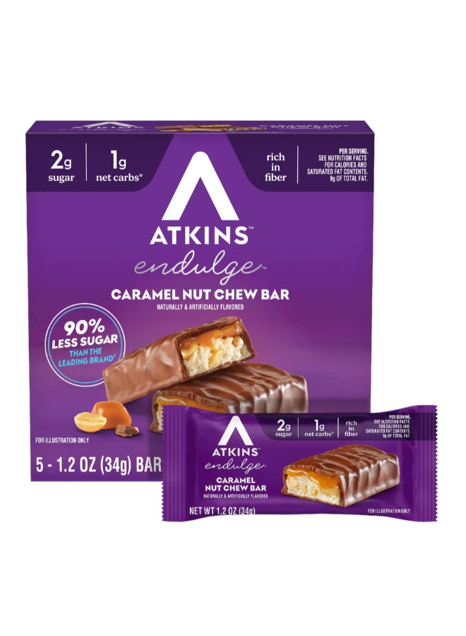 Atkins شريط حلوى الكراميل والمكسرات إندولج™ 5 قطع 1.2 أونصة (34 جرام) لكل منها - Image 3