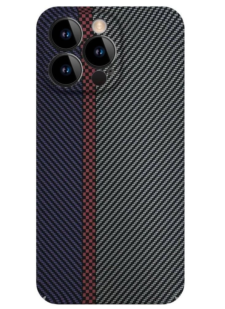 CATANES - iPhone 12 Pro Carbon Case Unique Design Mixed Amazing Color Aramid Carbon Fiber Phone Case Blue - Image 1