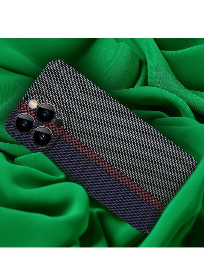 CATANES - iPhone 12 Pro Carbon Case Unique Design Mixed Amazing Color Aramid Carbon Fiber Phone Case Blue - Image 1