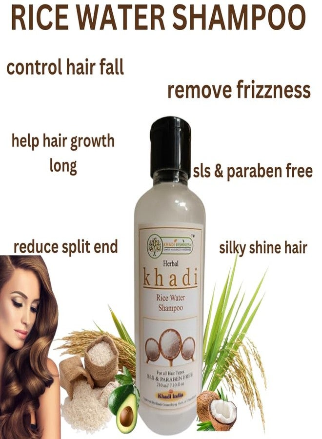 KHADI RISHIKESH Herbal Rice Water Shampoo for Controls Frizz and Deep Cleanses Scalp - Natural Hair Cleanser for Repairing Damaged Hairs Suitable for All Hair Types - SLS and Paraben Free - 210ml - Image 3