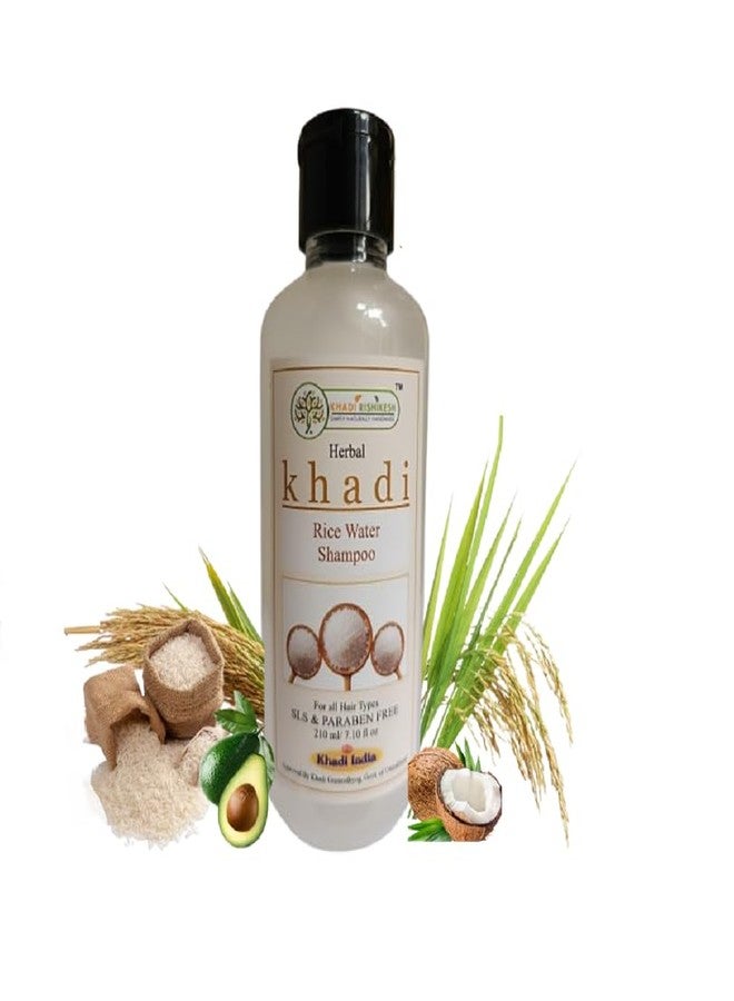 KHADI RISHIKESH Herbal Rice Water Shampoo for Controls Frizz and Deep Cleanses Scalp - Natural Hair Cleanser for Repairing Damaged Hairs Suitable for All Hair Types - SLS and Paraben Free - 210ml - Image 1