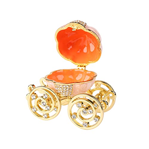 QIFU Classical Pink Pumpkin Carriage Enamel Trinket Box Hinged, Unique Gift for Family - Image 5