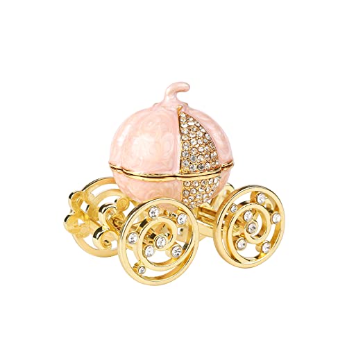 QIFU Classical Pink Pumpkin Carriage Enamel Trinket Box Hinged, Unique Gift for Family - Image 4