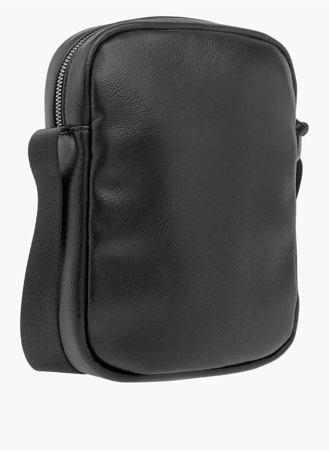 لي كوبر Men Textured Crossbody Bag with Adjustable Strap and Zip Closure
