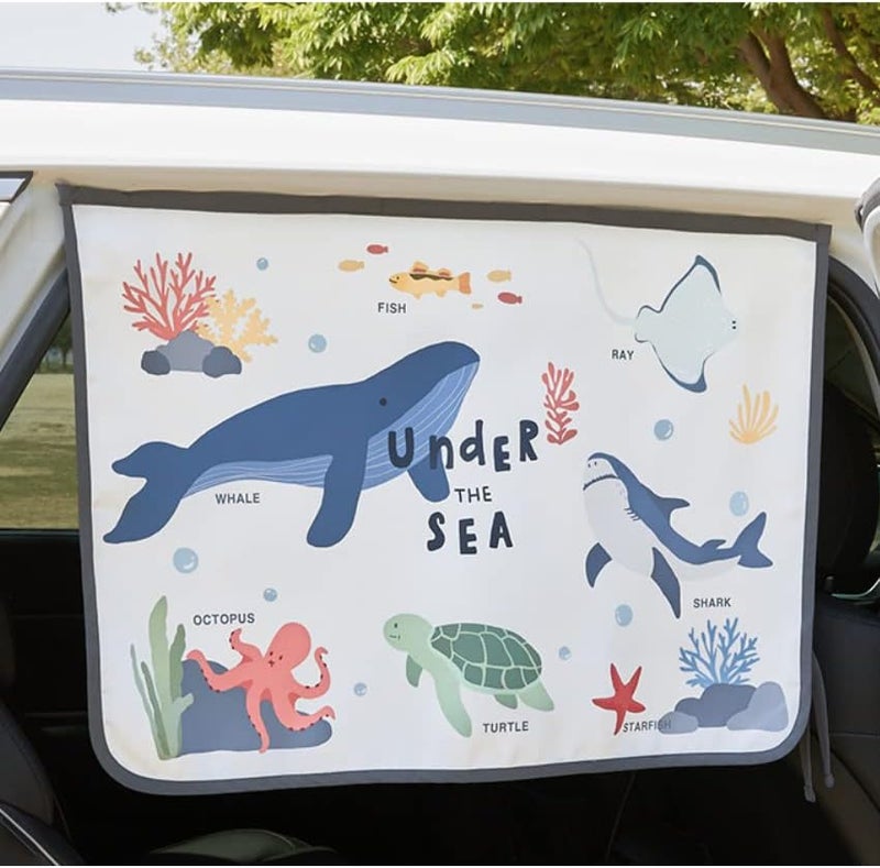bebedeco Magnetic Car Sun Shade Curtain for Side Window – Sun Blocker and UV Protector for Baby, Kids, and Pets – Universal Fit with Built-in Magnets for Steel-Framed Door (Sea Friends) - Image 3