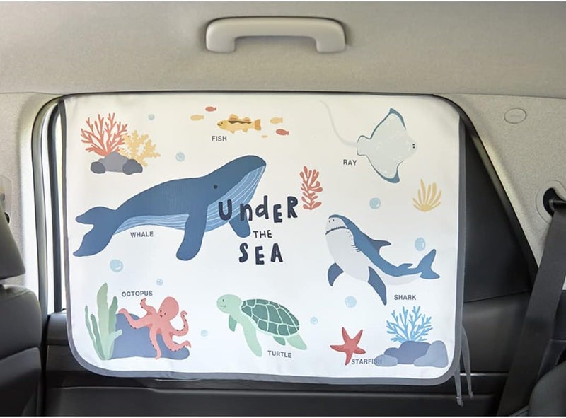 bebedeco Magnetic Car Sun Shade Curtain for Side Window – Sun Blocker and UV Protector for Baby, Kids, and Pets – Universal Fit with Built-in Magnets for Steel-Framed Door (Sea Friends) - Image 4