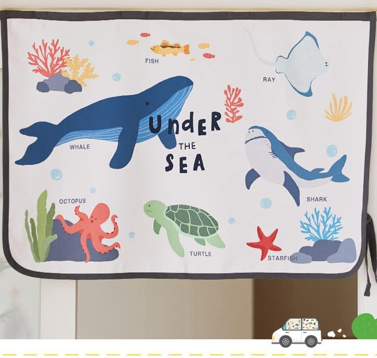 bebedeco Magnetic Car Sun Shade Curtain for Side Window – Sun Blocker and UV Protector for Baby, Kids, and Pets – Universal Fit with Built-in Magnets for Steel-Framed Door (Sea Friends) - Image 1