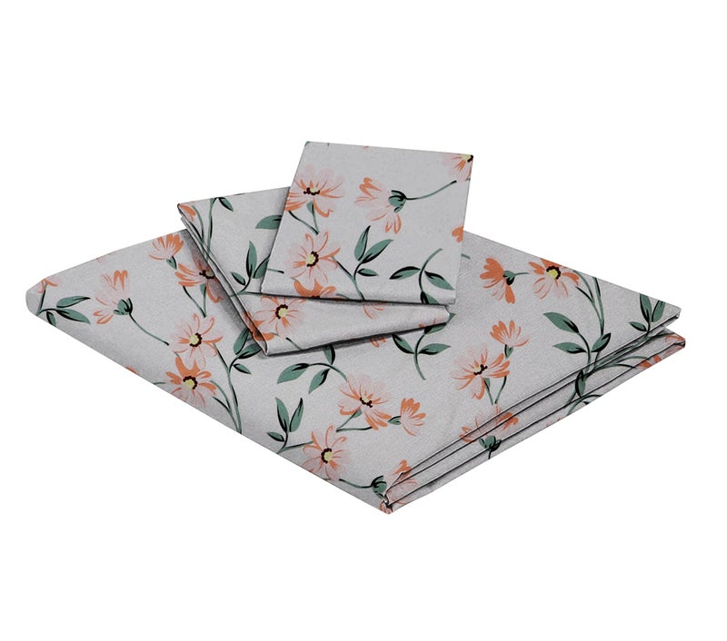 MODEFE Off White Microfiber Flat Wrinklefree Printed Double Bedsheet with 2 Pillowcovers (90x100 Inch) - Image 2