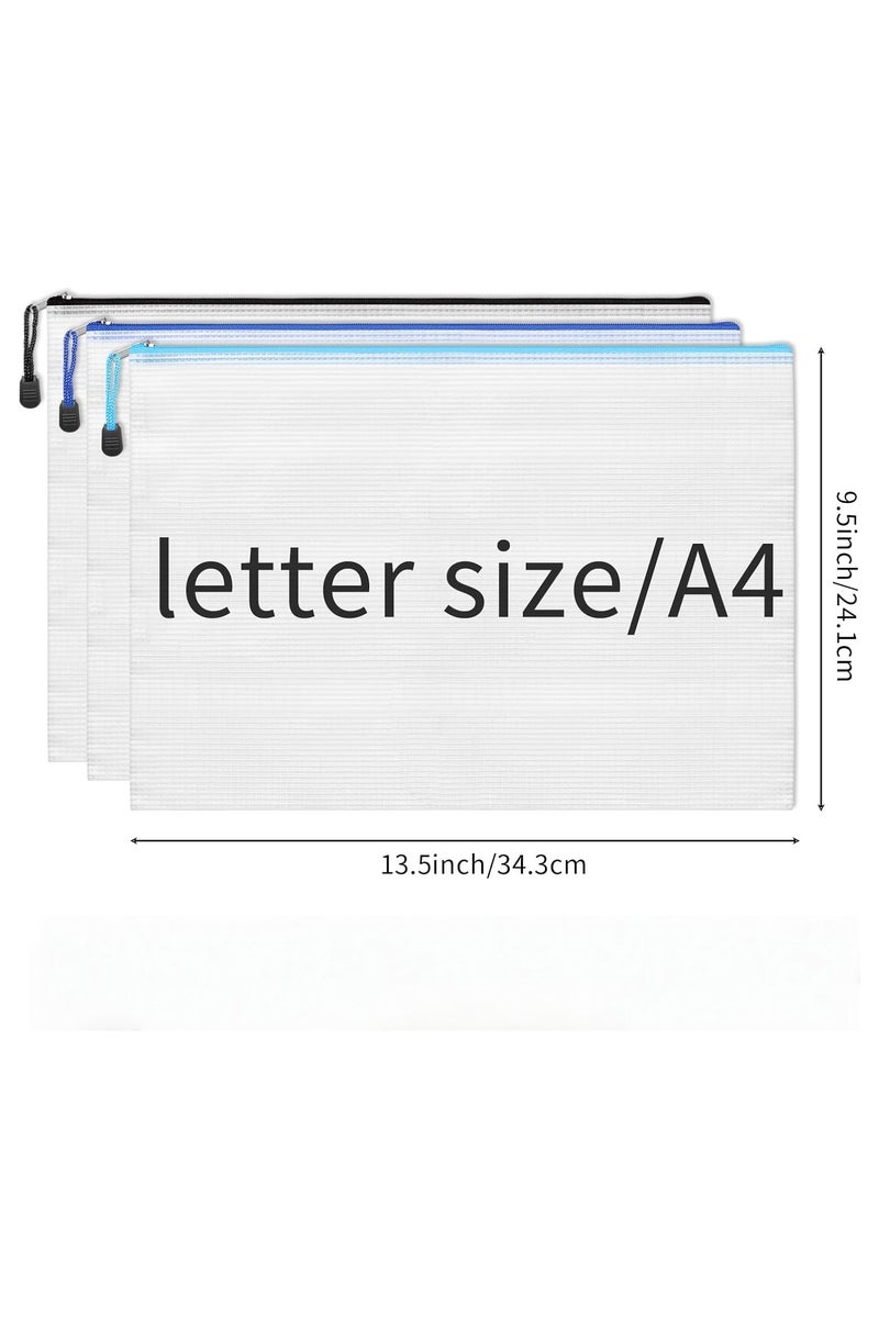 Generic 7 Pcs A4 Zipper File Bags, Zippered Waterproof PVC Pouch Plastic Zip Document Filing Folder 7 Colors, Document Bag with Label Pocket - Image 2