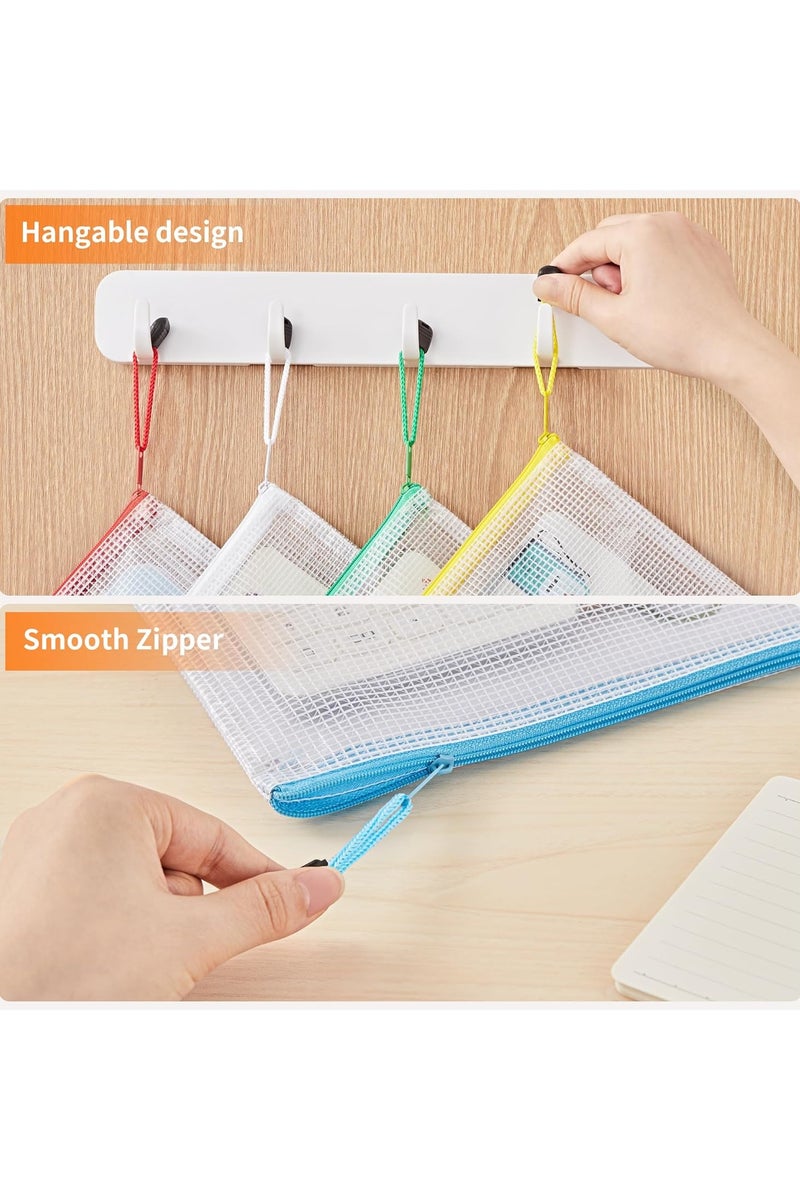 Generic 7 Pcs A4 Zipper File Bags, Zippered Waterproof PVC Pouch Plastic Zip Document Filing Folder 7 Colors, Document Bag with Label Pocket - Image 3