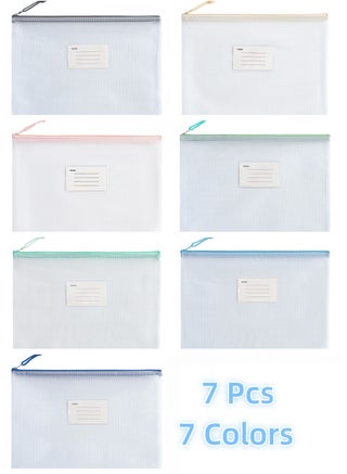 7 Pcs A4 Zipper File Bags, Zippered Waterproof PVC Pouch Plastic Zip Document Filing Folder 7 Colors, Document Bag with Label Pocket - pzsku/ZBE9FBBBF5E7B1AB60EABZ/45/_/1703737826/a1e7909a-5bb7-4144-82d6-8a1c9230f322