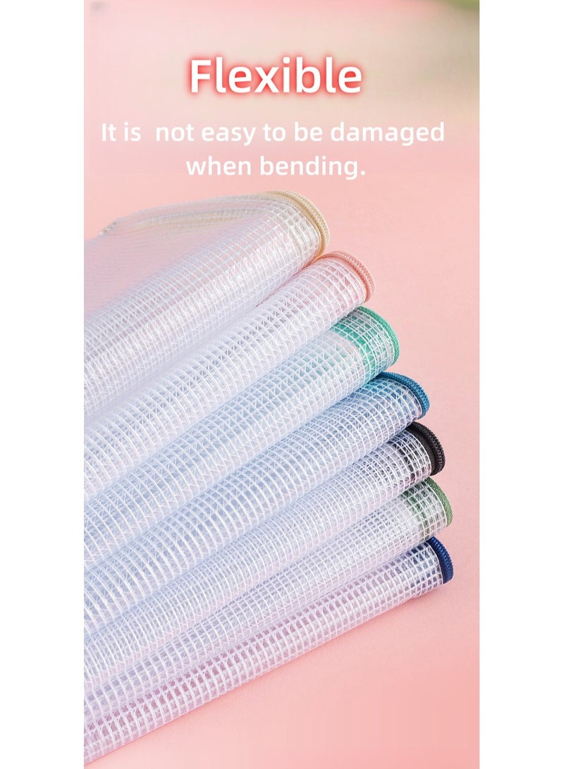 7 Pcs A4 Zipper File Bags, Zippered Waterproof PVC Pouch Plastic Zip Document Filing Folder 7 Colors, Document Bag with Label Pocket