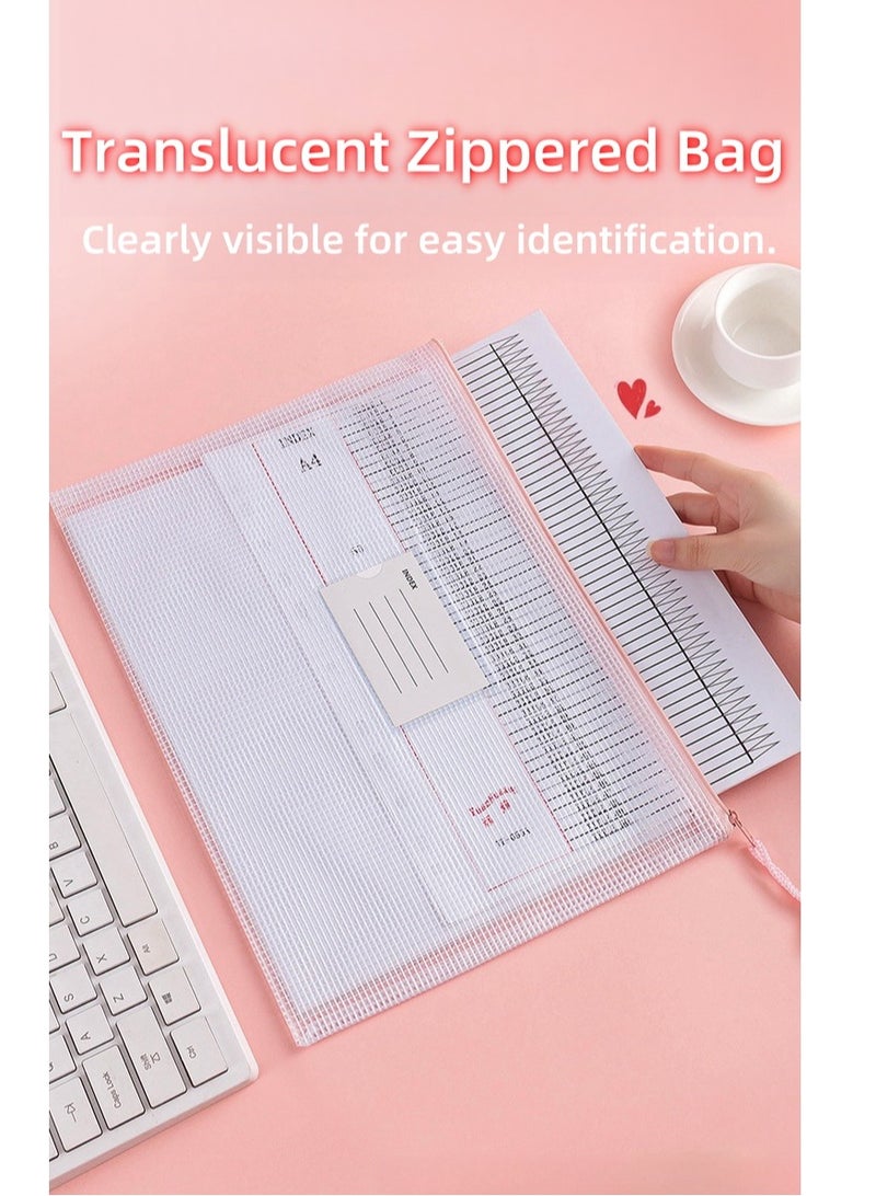 7 Pcs A4 Zipper File Bags, Zippered Waterproof PVC Pouch Plastic Zip Document Filing Folder 7 Colors, Document Bag with Label Pocket