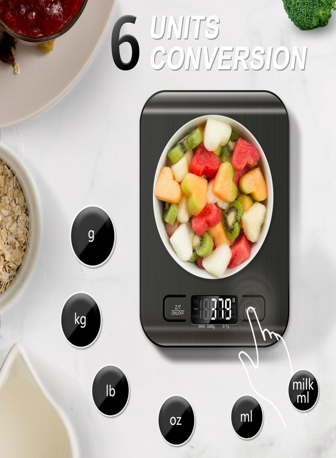 SOYOK Food Scale, 11lb Kitchen Scale with 6 Units Tare Function & LCD Display, 0.05oz/1g Stainless Steel Digital Food Scale Grams and Ounces for Baking, Cooking, Dieting and Meal Prep(Black) - Image 2