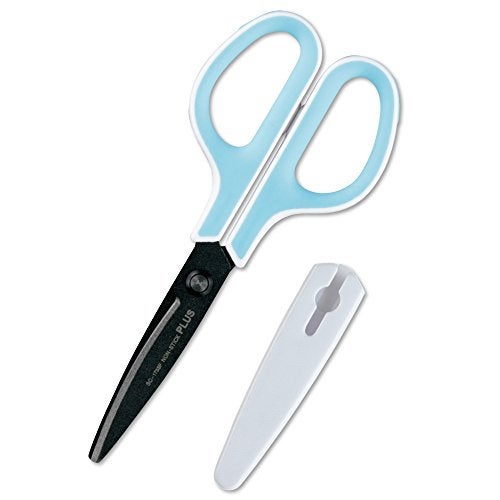 Plus Scissors SC-175SF Fit Cut Curved Fluorine Coated Memory Foam Grip White/Blue 34-516 - Image 1
