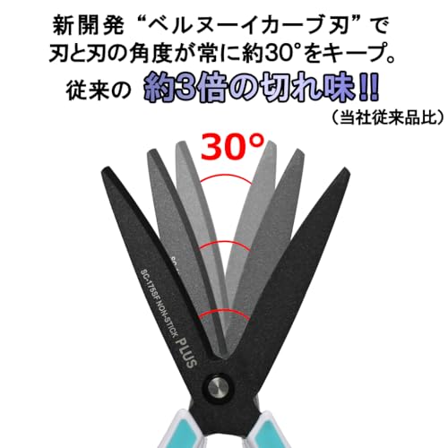 Plus Scissors SC-175SF Fit Cut Curved Fluorine Coated Memory Foam Grip White/Blue 34-516 - Image 4