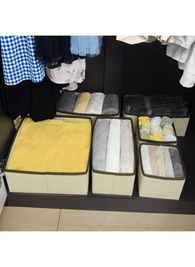 دايلوكس – منظم أدراج 12 قطعة لون بيج | منظمات ملابس وخزانة قابلة للطي – صناديق تخزين للأدراج والدولاب والجوارب والإكسسوارات - Image 5