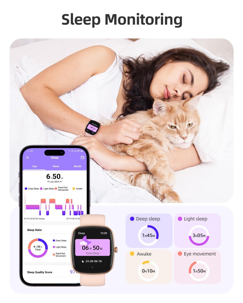Parsonver Smart Watch for iOS and Android Phones(Answer/Make Calls), HD Screen Watches for Women, IP68 Waterproof Fitness Tracker Watch with Heart Rate Sleep Monitor, Steps Calories Counter, Rose Gold - Image 5