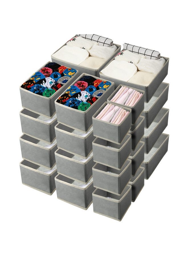 Potchen Potchen 24 Set Clothes Dresser Drawer Organizers, Nursery Closet Clothing Wardrobe Organizers Storage Dividers, Foldable Cloth Box Fabric Container Basket Bin for Bras Socks Underwear(Gray) - Image 1
