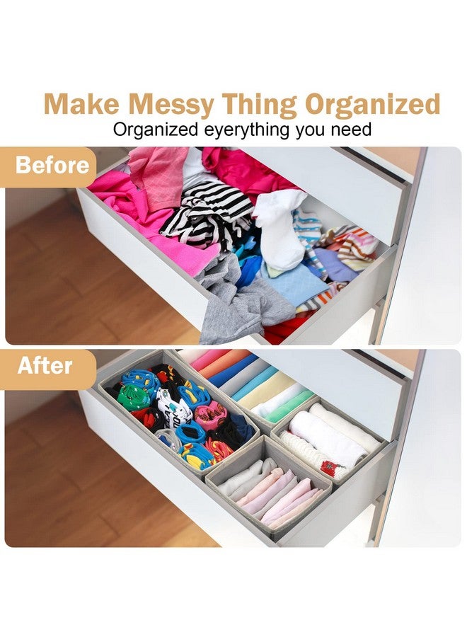 Potchen Potchen 24 Set Clothes Dresser Drawer Organizers, Nursery Closet Clothing Wardrobe Organizers Storage Dividers, Foldable Cloth Box Fabric Container Basket Bin for Bras Socks Underwear(Gray) - Image 4