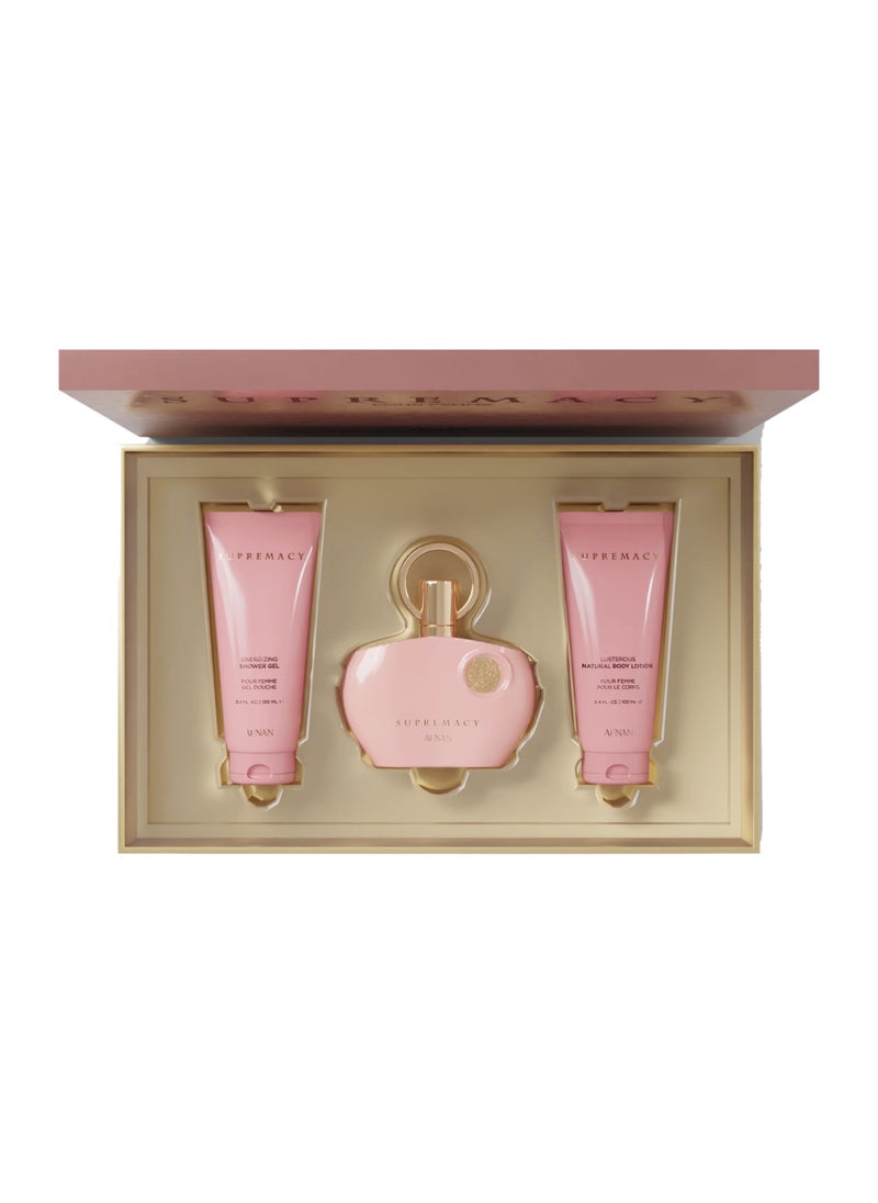 Afnan Gift Set Supremacy Pink Eau De Parfum, 100Ml + Shower Gel 100Ml + Body Lotion 100Ml, Perfume Gift Set For Women  - Image 3