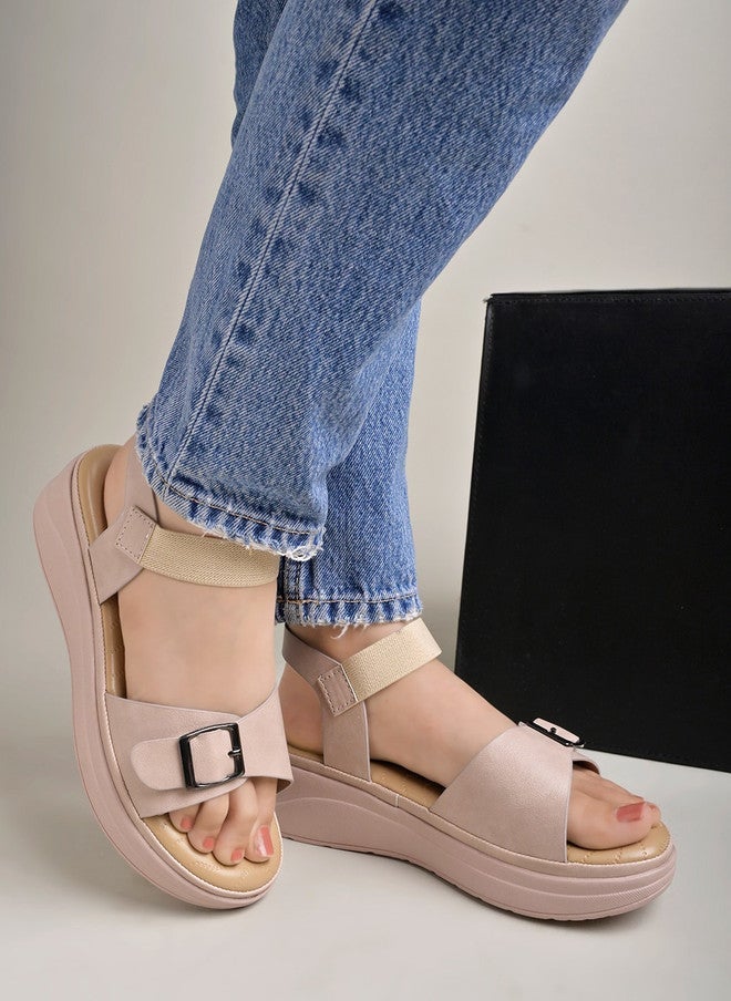 Shoetopia Girls Open Toe Flatform Heels - Image 5