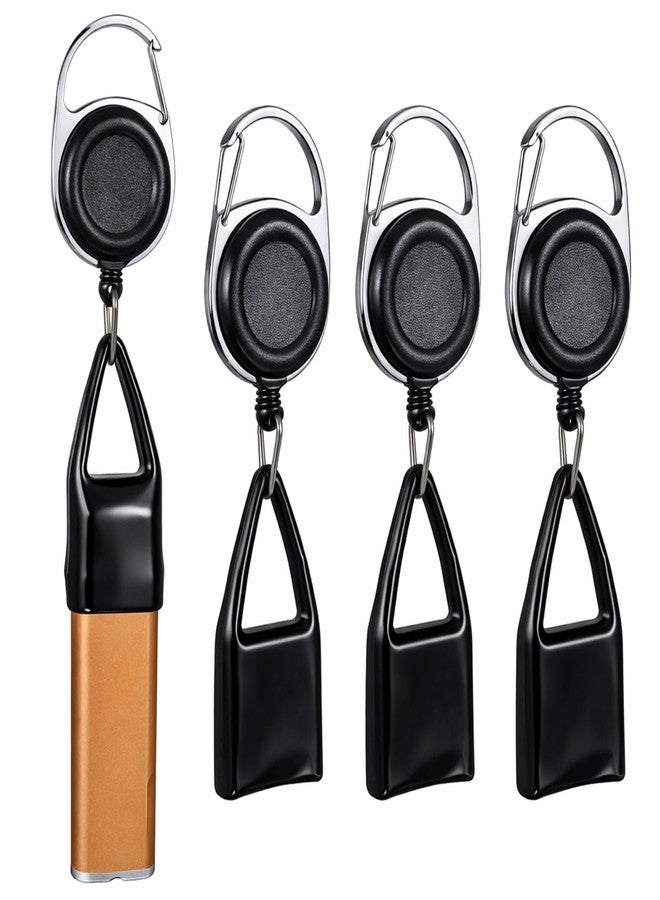 Exircy 4 Pcs Retractable Lighter Leash Keychain Lighter Holder Key Chain Lighters Holder Key Chain with Clip Anti Lost Retractable Lighters Cover for Fishing, Hiking, House Supplies (Black) - Image 1