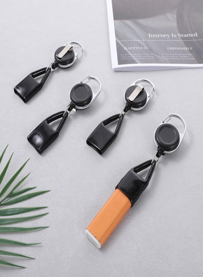 Exircy 4 Pcs Retractable Lighter Leash Keychain Lighter Holder Key Chain Lighters Holder Key Chain with Clip Anti Lost Retractable Lighters Cover for Fishing, Hiking, House Supplies (Black) - Image 5