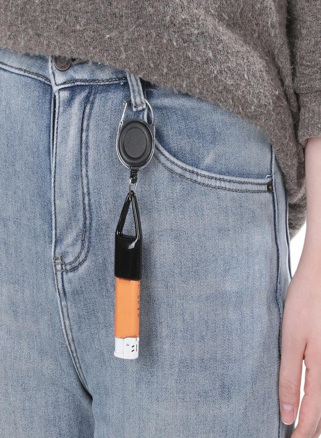 Exircy 4 Pcs Retractable Lighter Leash Keychain Lighter Holder Key Chain Lighters Holder Key Chain with Clip Anti Lost Retractable Lighters Cover for Fishing, Hiking, House Supplies (Black) - Image 4