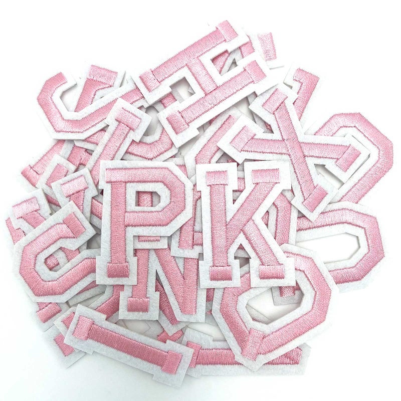 Jongdari Jongdari Iron on Letters 52 Pcs Alphabet Patches with Ironed Adhesive Decorate Repair Patches for Shirts Jackets Hats Jeans Shoes BagsPink